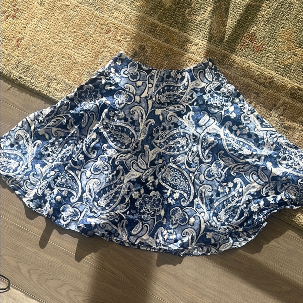 Ralph Lauren Blue and White Mini Skater Skirt